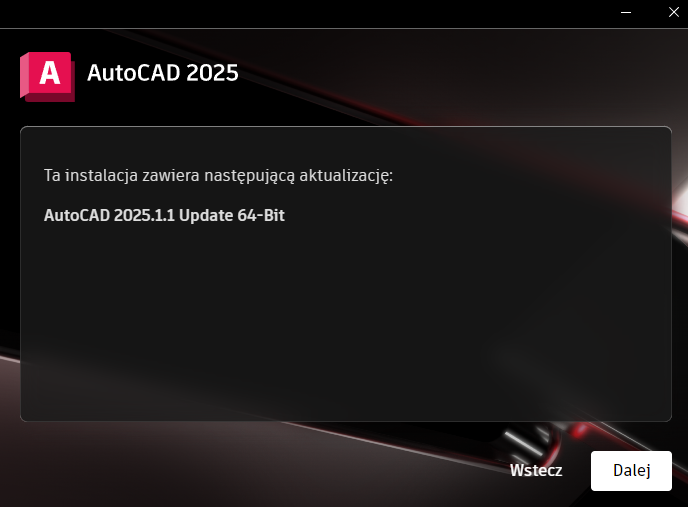 Informacja o aktualizacji AutoCAD